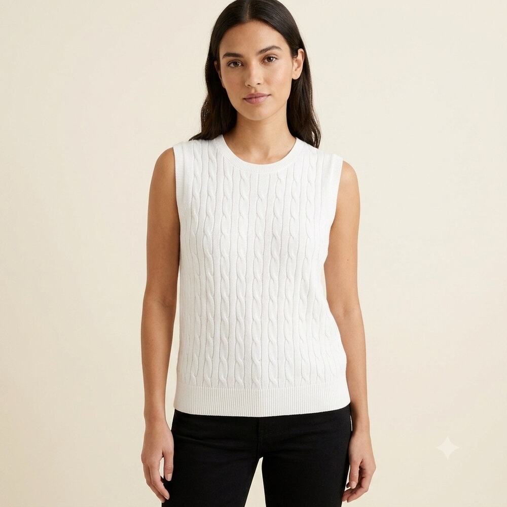 036-J Crew Cableknit Sleeveless Top size L/ PTP 24”